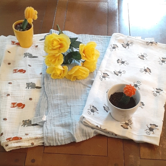 aden + anais Other - Lot of 3 Muslin Swaddle Blankets,Baby Boy,Blue